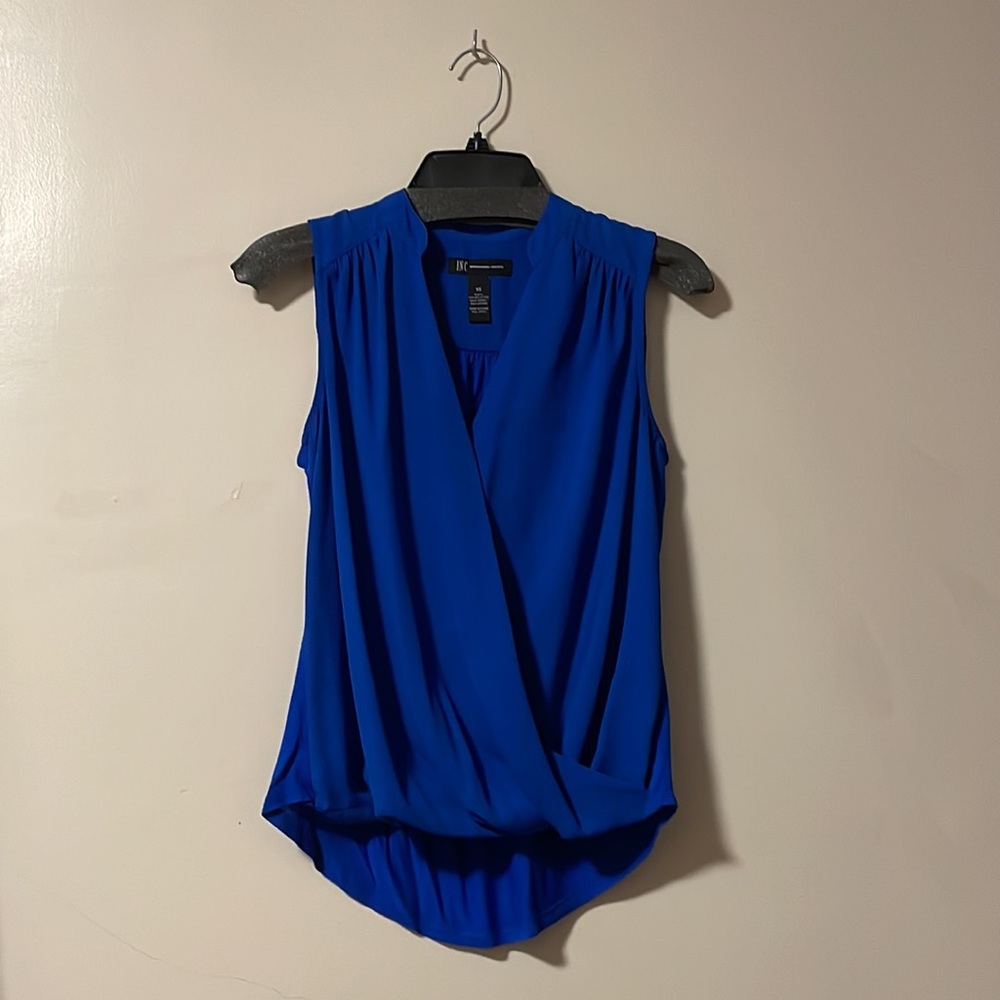 INC International Concepts Blue Sleeveless V-Neck Blouse XS